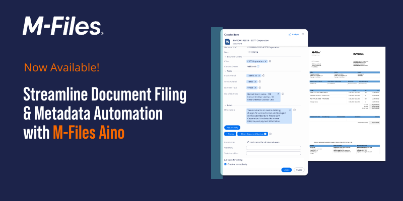 Now Available! Streamline Document Filing &amp; Metadata Automation with M-Files Aino