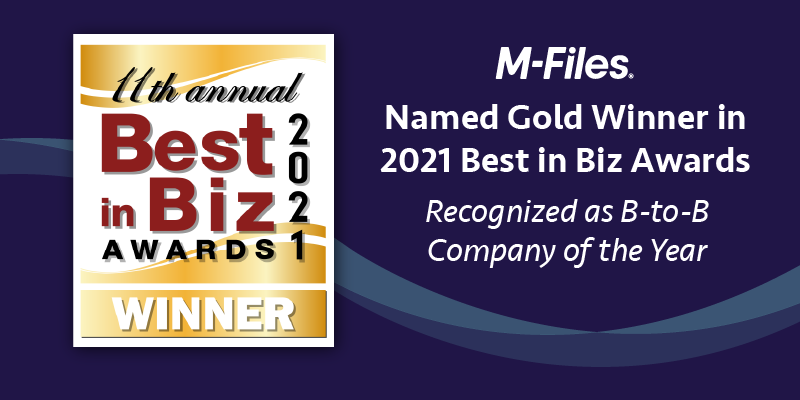 M-Files Named Gold Winner in 2021 Best in Biz Awards