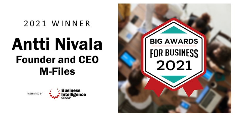 Antti Nivala Named Executive of the Year Winner in the 2021 BIG Awards for Business