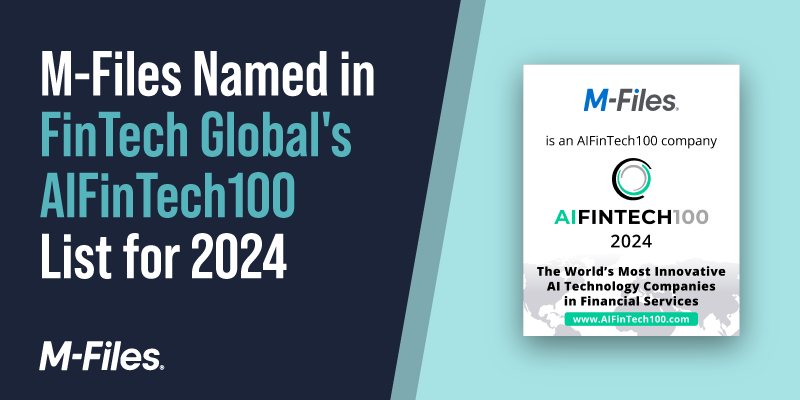 M-Files Recognized as an AI Innovator with AIFINTECH100 Listing