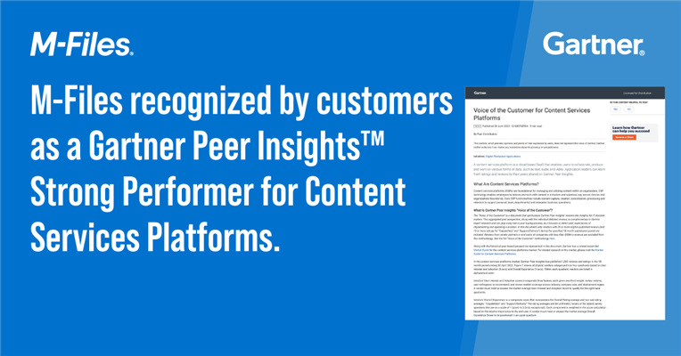 M-Files Recognized as a 2023 Gartner  Peer Insights  Strong Performer for Content Services Platforms