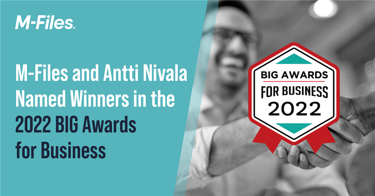 M-Files and Antti Nivala Named Winners in the 2022 BIG Awards for Business