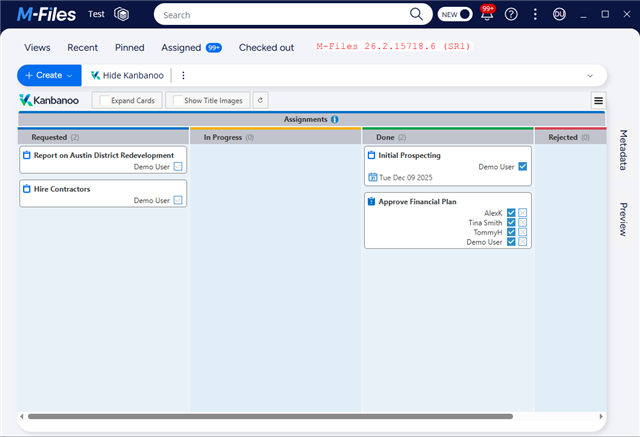 Kanbanoo in M-Files 26.2 SR1